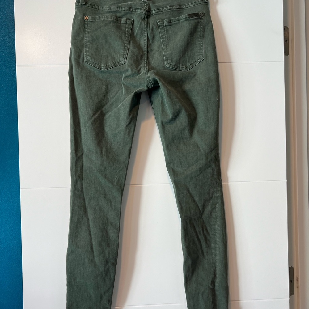7 For All Mankind, five pocket jeans, dark sage green, size 28